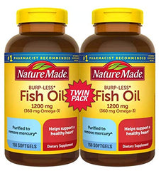 Nature Made Fish Oil Burp-Less bottle front showing easy omega-3 supplement design