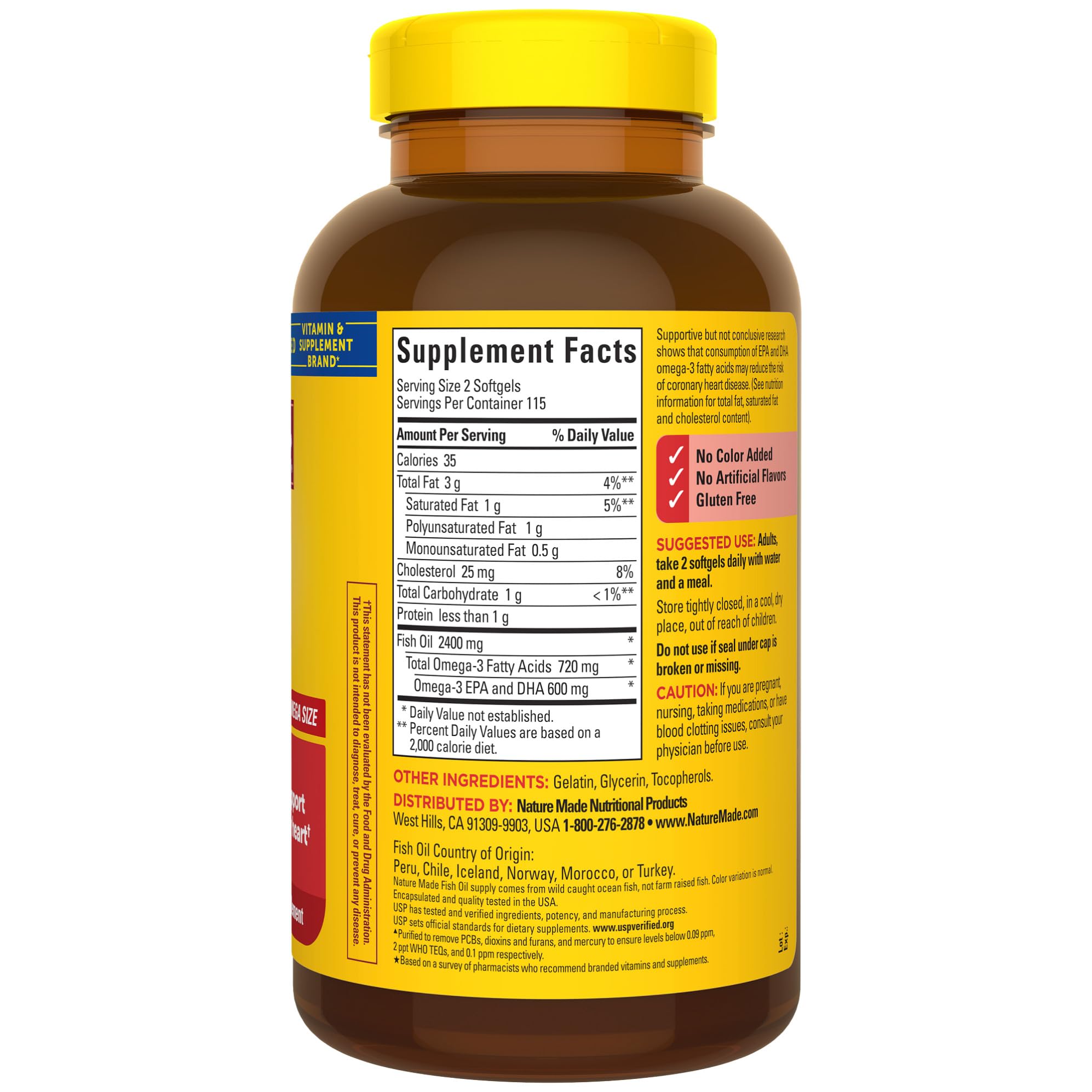 Nature Made fish oil softgels with purified formula for safer daily use