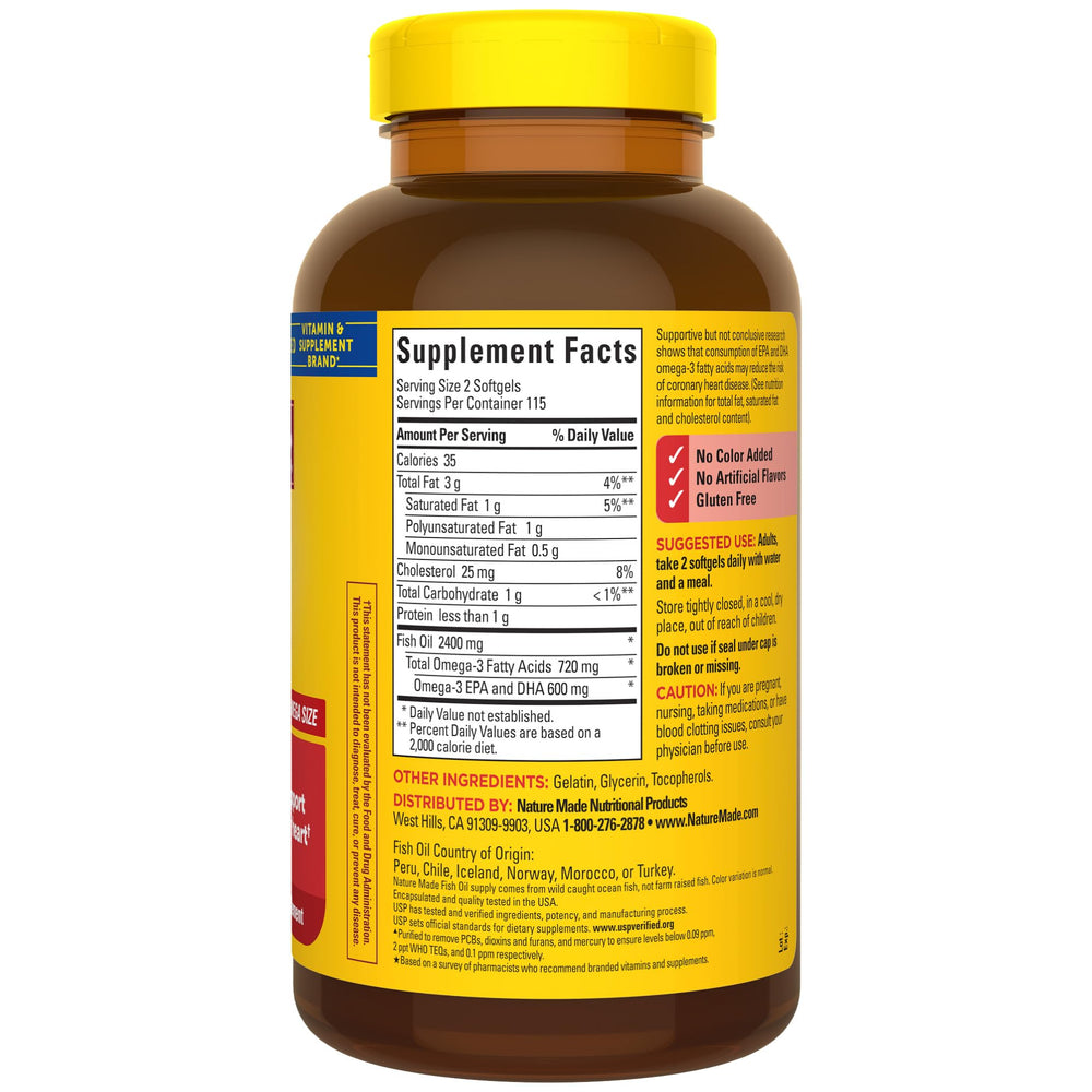 Nature Made fish oil softgels with purified formula for safer daily use