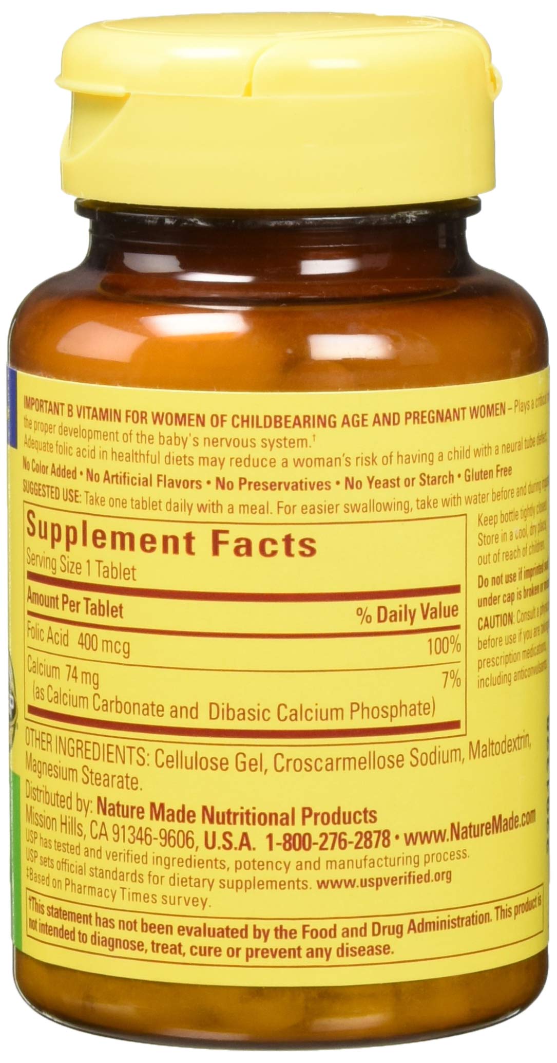 Nature Made Folic Acid 400 mcg tablets pack front showing value and reliability
