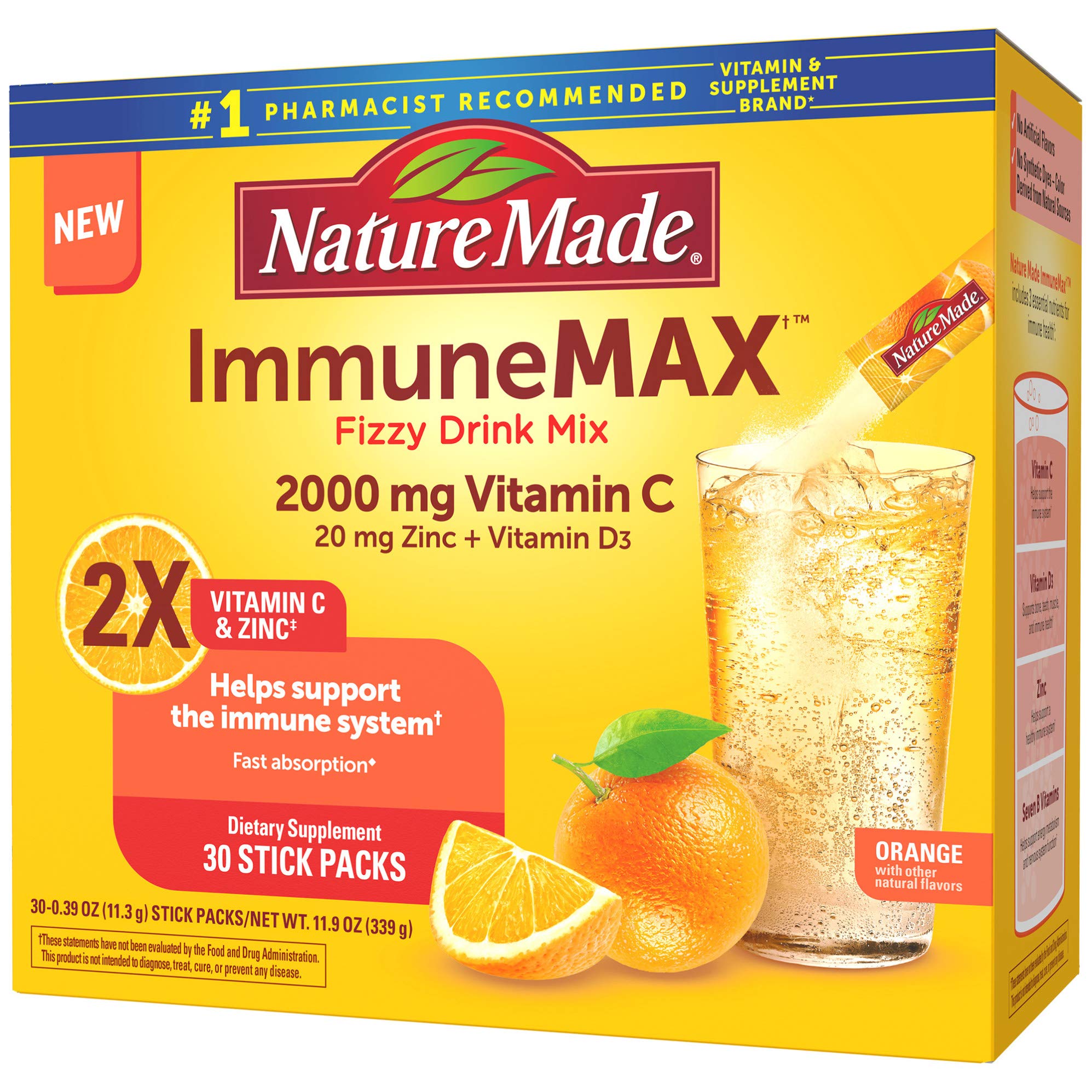 Nature Made ImmuneMAX on-the-go immunity support with convenient stick packs.