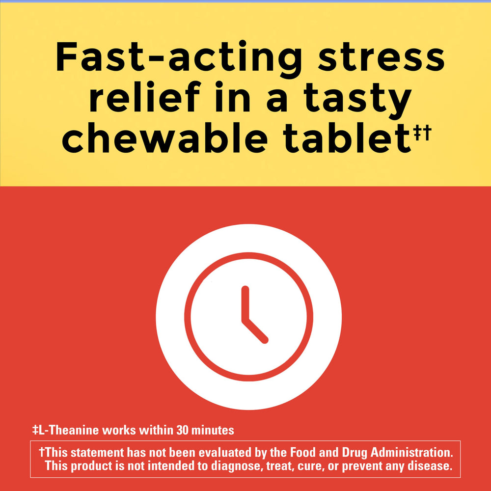 Tableta Nature Made L-Theanine 200mg, ofrece relajación rápida en minutos.