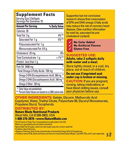 Nature Made label detail showing ingredients and facts