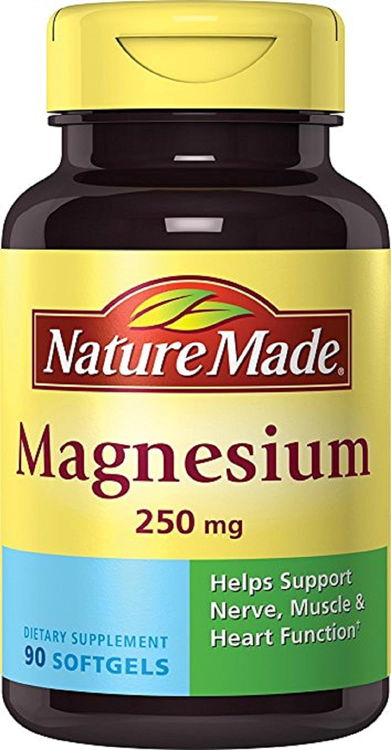 Nature Made Magnesium 250 mg bottle front with softgels for daily support