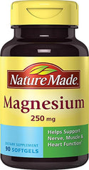 Nature Made Magnesium 250 mg bottle front with softgels for daily support