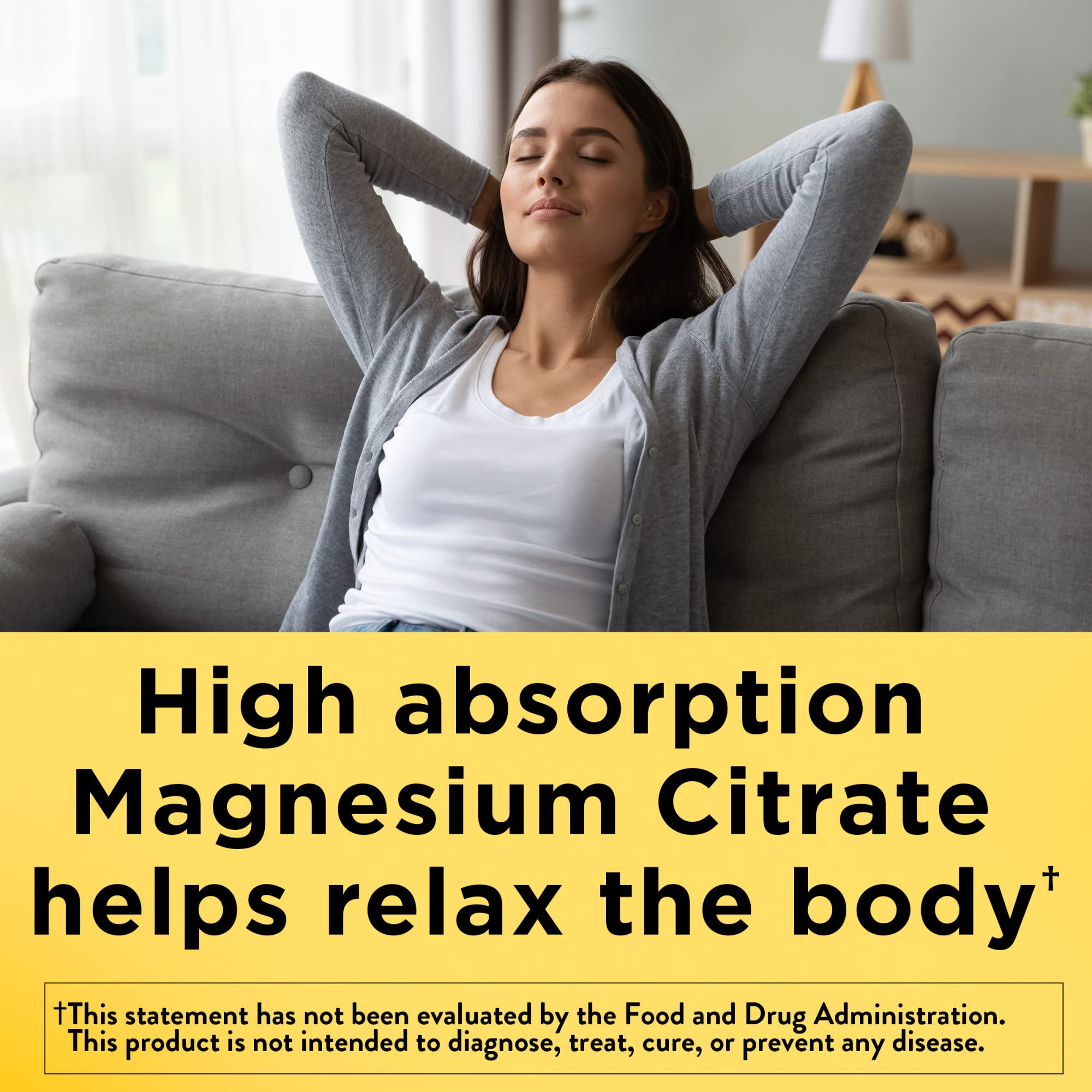 Close-up of Nature Made Magnesium Citrate label highlighting high absorption form