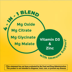 Nature Made Magnesium Complex capsules arranged with vitamin D and zinc iconography