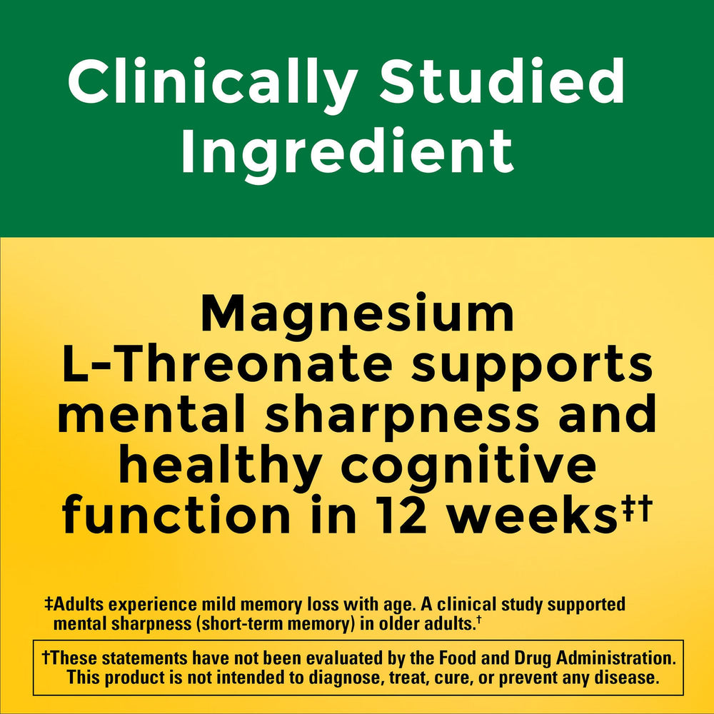 Close-up of Nature Made Magnesium L-Threonate capsules for easy daily use.