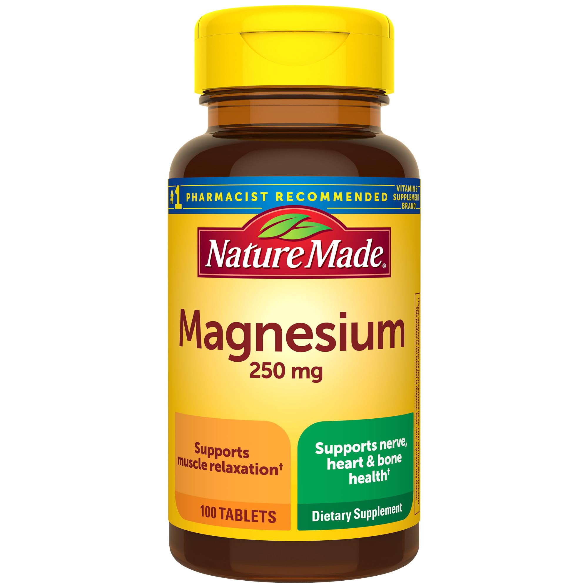 Nature Made Magnesium Oxide 250 mg bottle for daily muscle and nerve support.