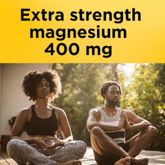 Nature Made magnesium oxide 400 mg label emphasizes easy one-per-day intake.