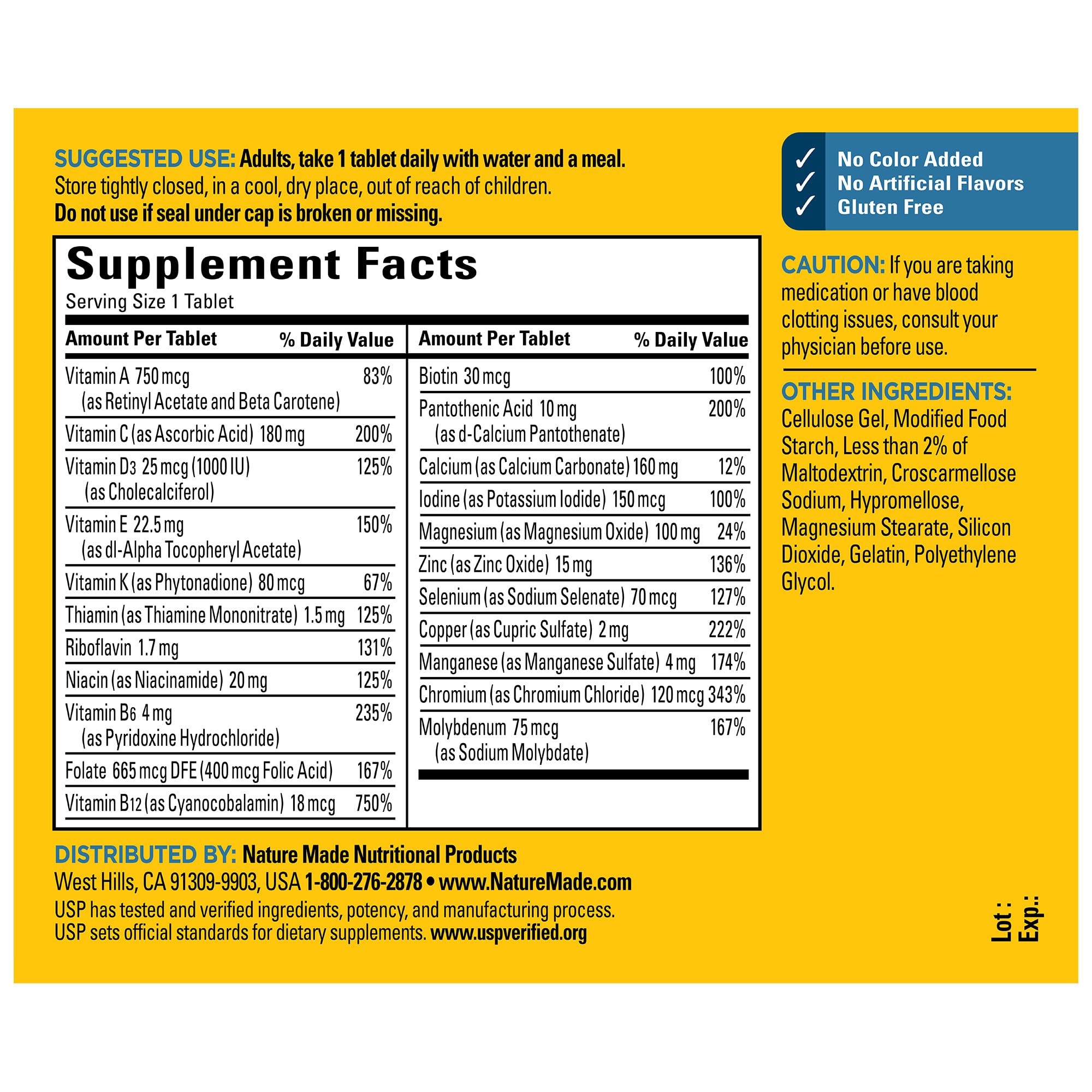 Nature Made Multivitamin for Him USP verified badge indicating quality
