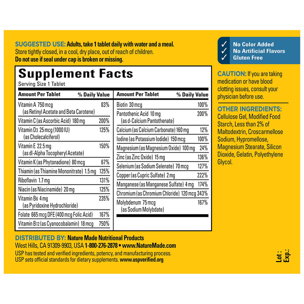 Nature Made Multivitamin for Him USP verified badge indicating quality