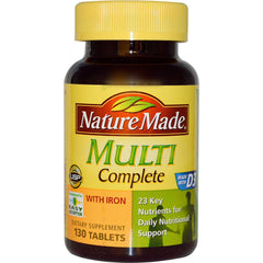 Nature Made NM Multi Complete 130ct bottle supports daily wellness with essential nutrients