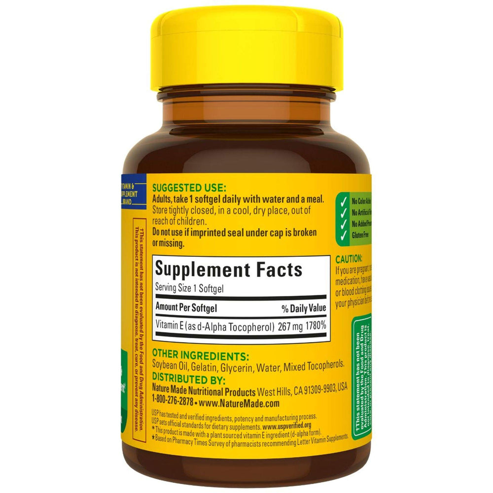 Nature Made Plant Sourced Vitamin E ingredient seal USP verified
