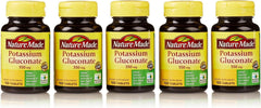 Nature Made Potassium Gluconate 550mg tablets closeup showing dosage.