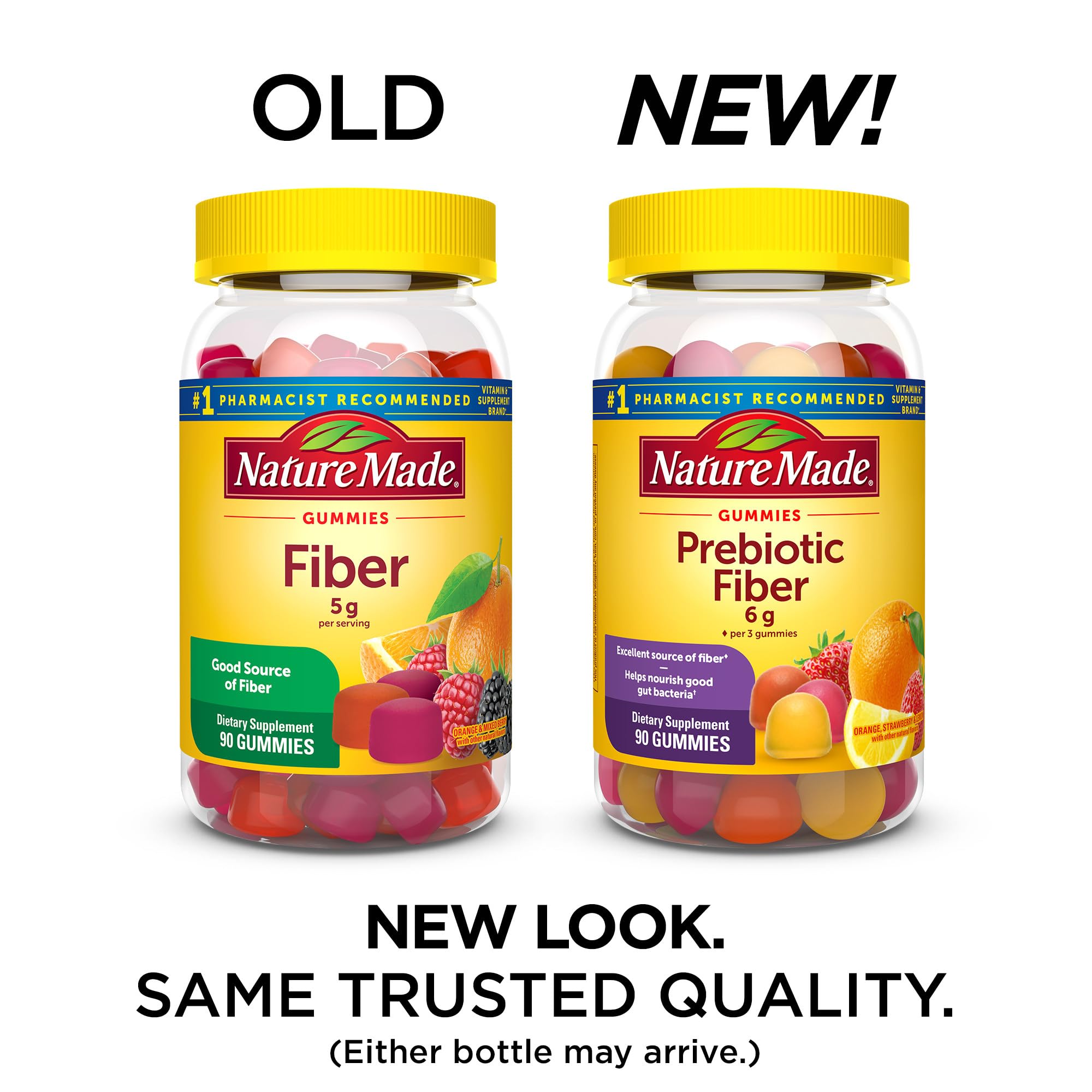 Close-up of Nature Made Prebiotic Fiber Gummies showing fruity texture for daily fiber