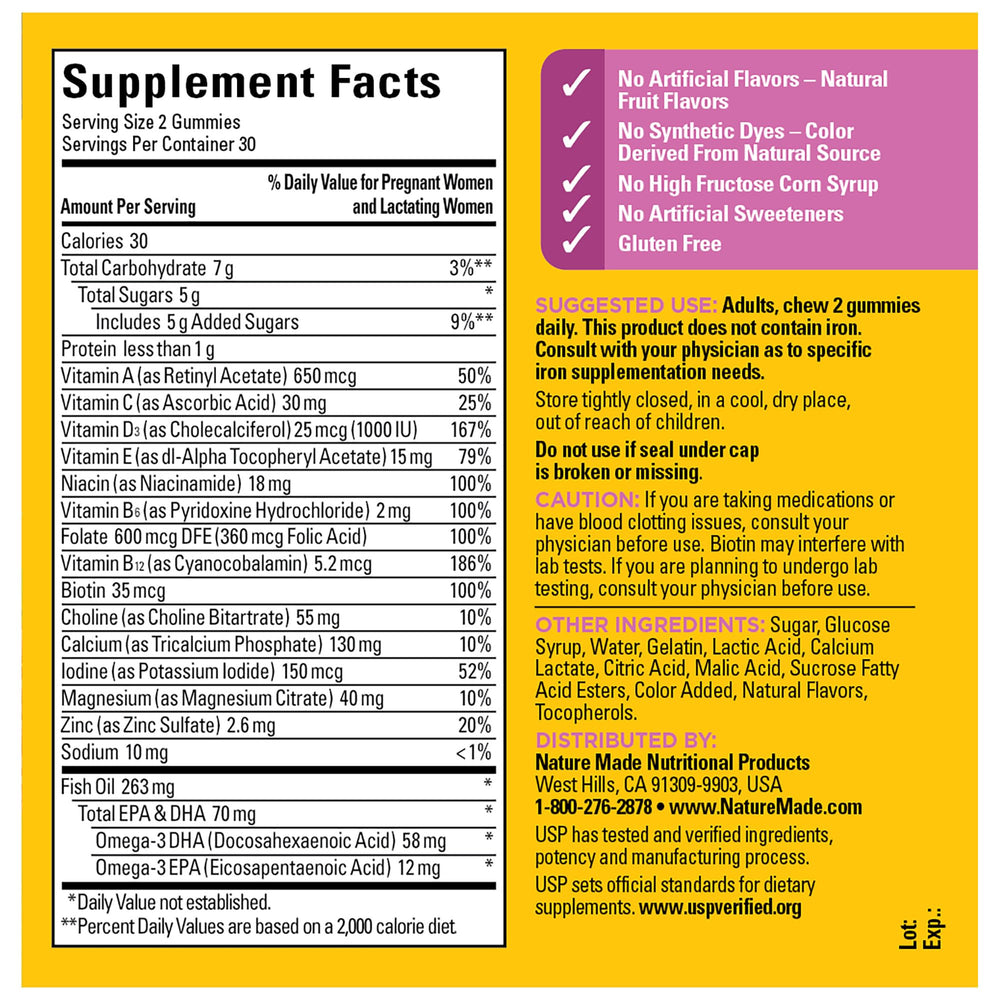 Nature Made Prenatal Gummies gluten-free badge for gluten-free shoppers