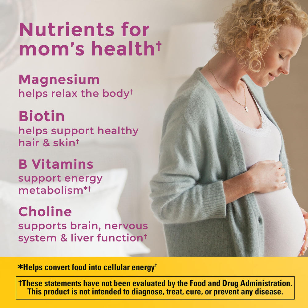Nature Made Prenatal Gummies nutrition label highlights DHA and folic acid