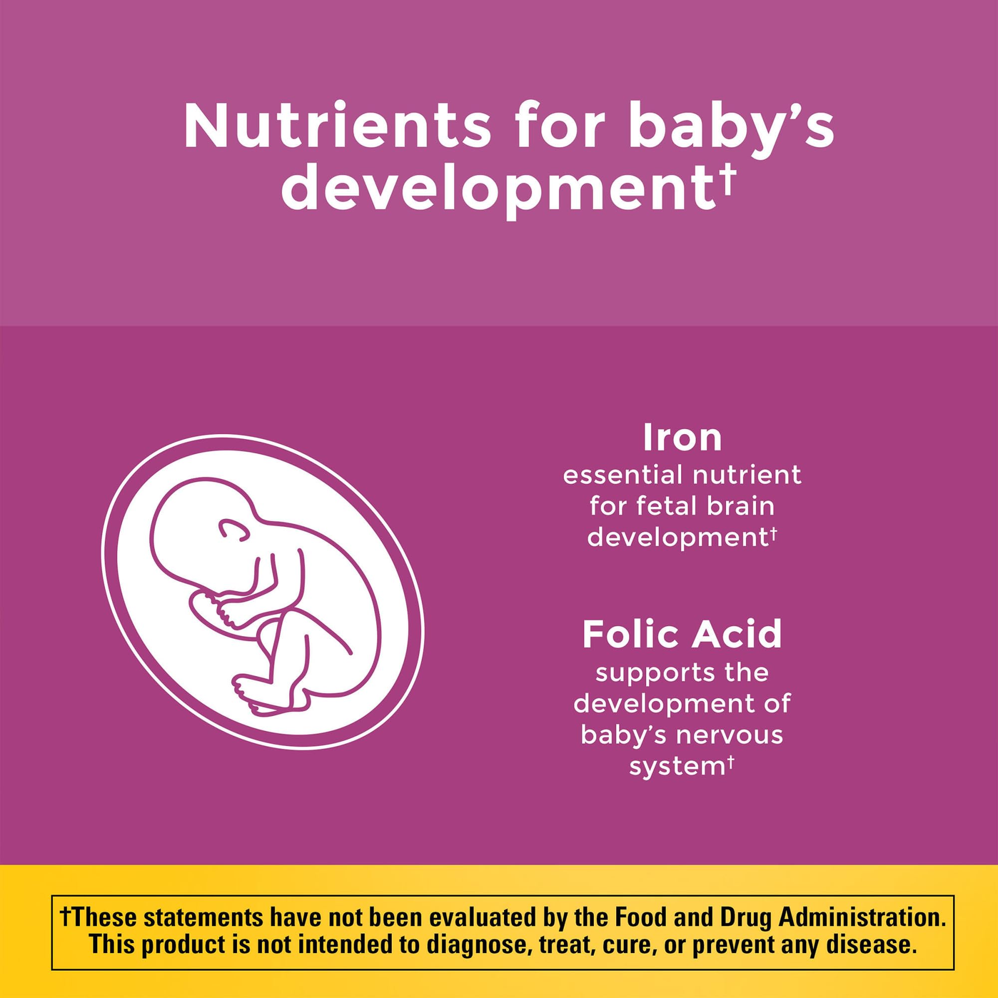 Nature Made Prenatal Multivitamin tablets close-up highlighting essential nutrients.