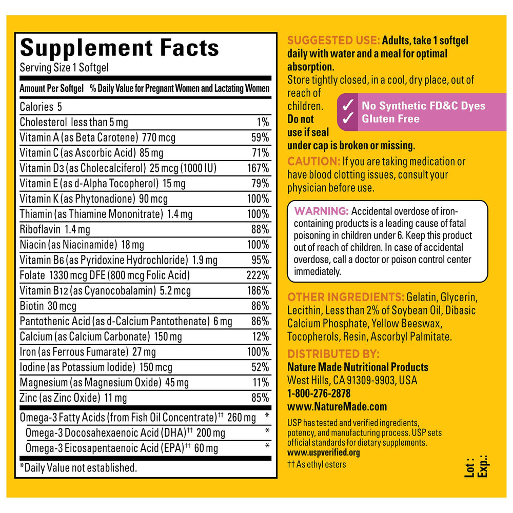 Nature Made Prenatal USP Verified badge on bottle.