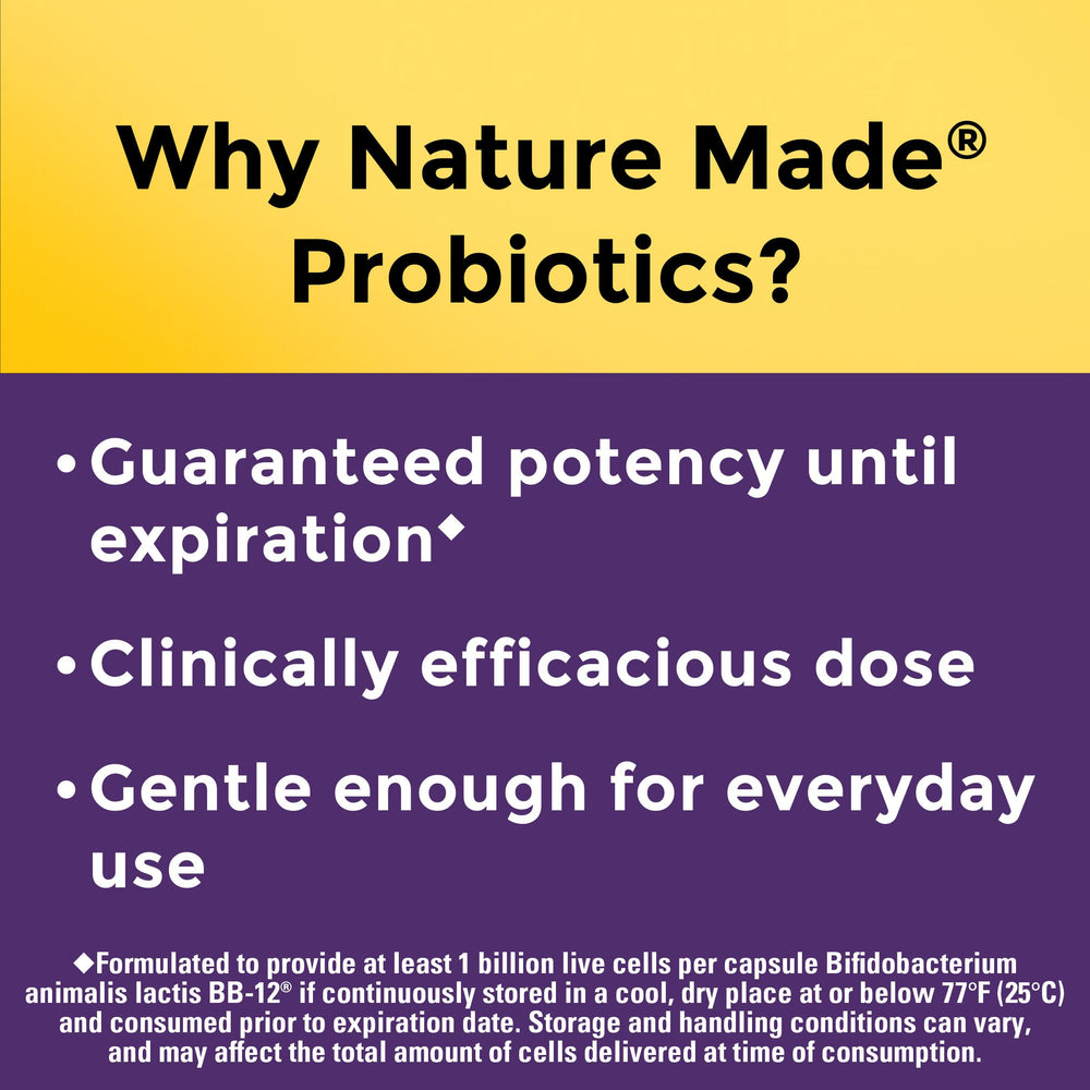 Nature Made Probiotic capsules arranged for daily immune and gut health.