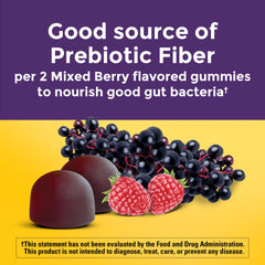 Nature Made Probiotic + Prebiotic Fiber Gummies gummies close-up mixed berry flavor.