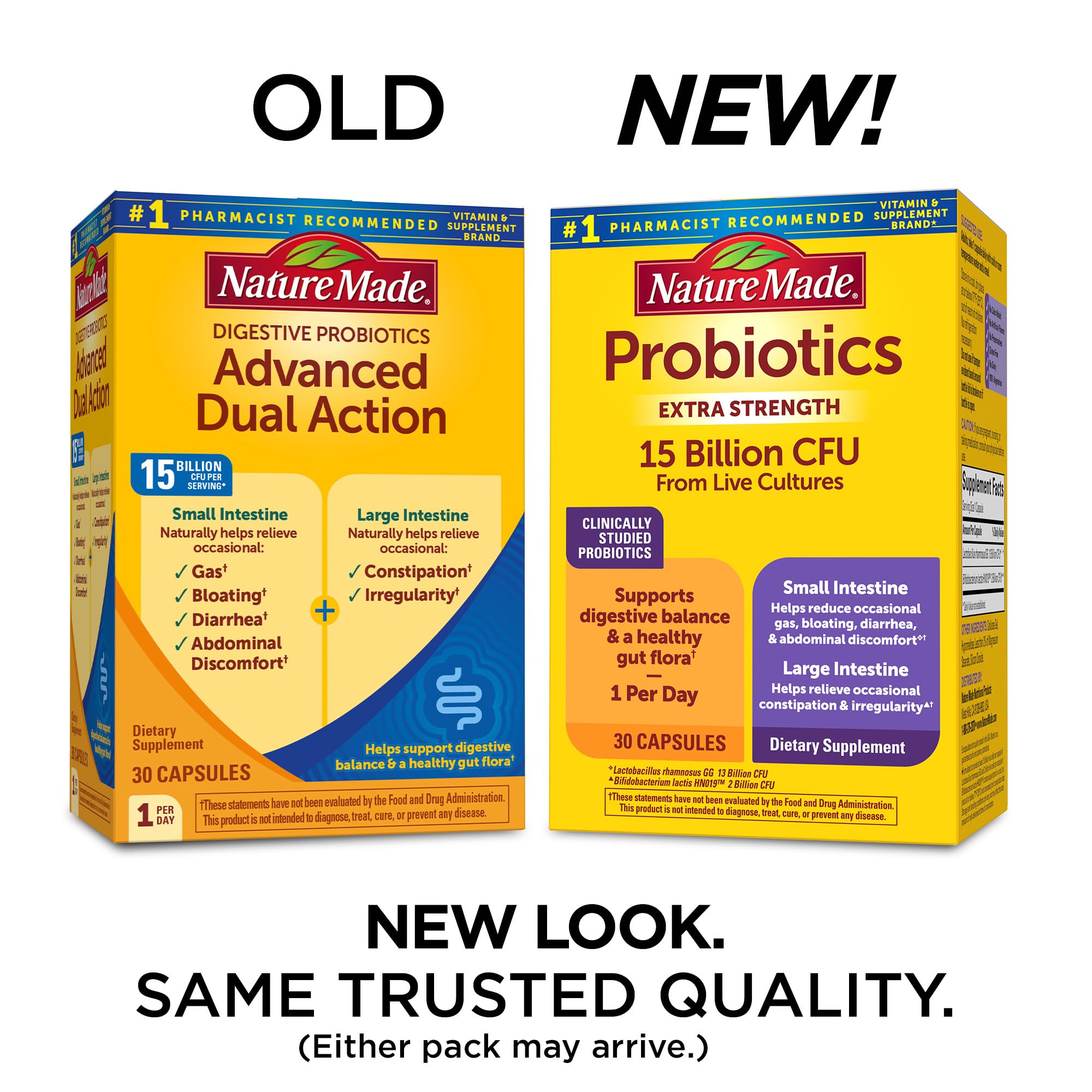 Close-up of Nature Made Probiotics capsules for convenient daily gut support.