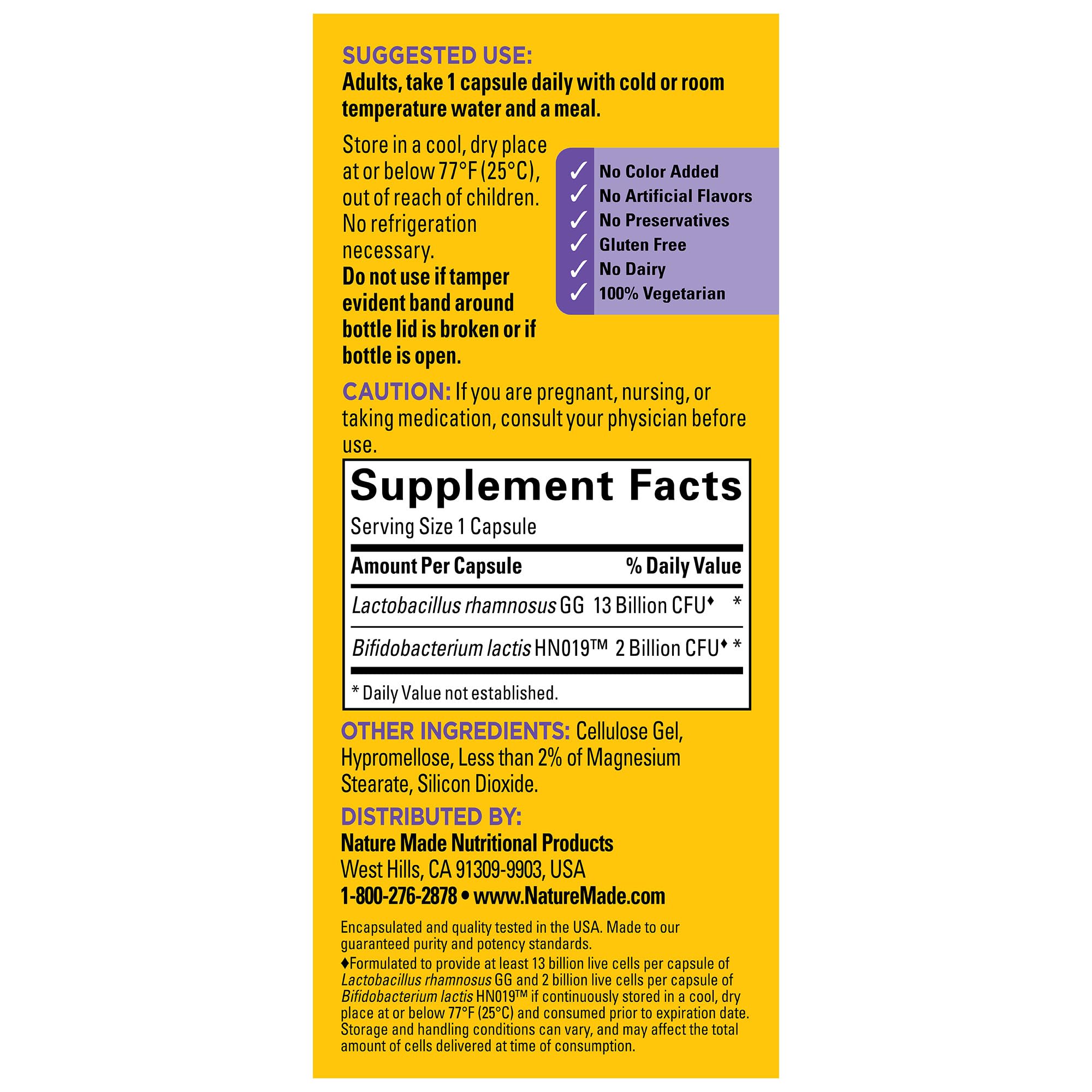 Gluten-free label on Nature Made packaging signals dietary flexibility.
