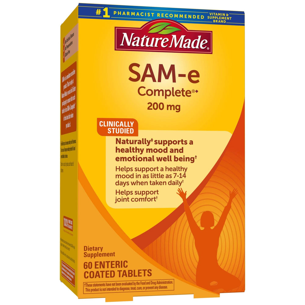 Nature Made SAM-e Complete bottle front highlighting mood support for daily wellness.