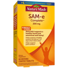 Nature Made SAM-e Complete bottle front highlighting mood support for daily wellness.