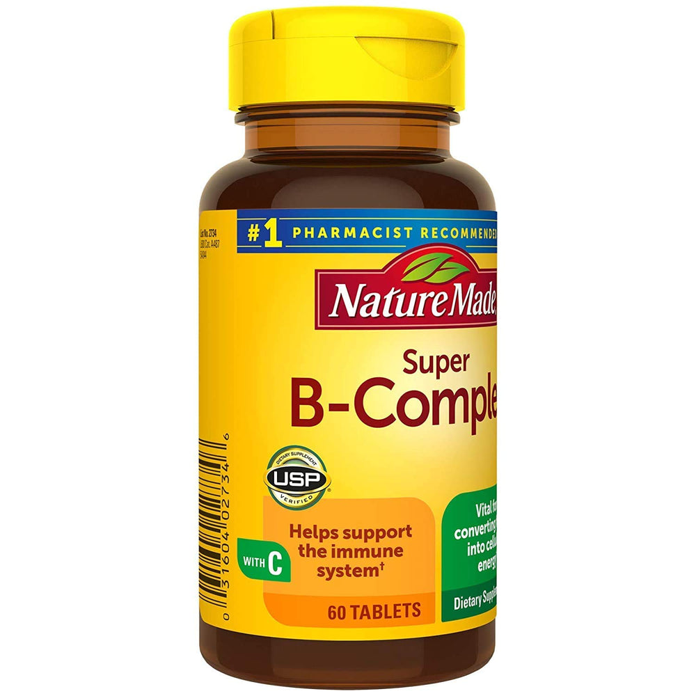Nature Made Super B-Complex folic acid tablet for nervous system support