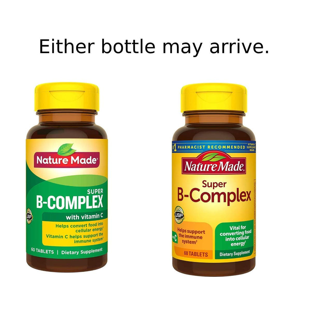 Closeup of Nature Made Super B-Complex tablets for convenient daily use
