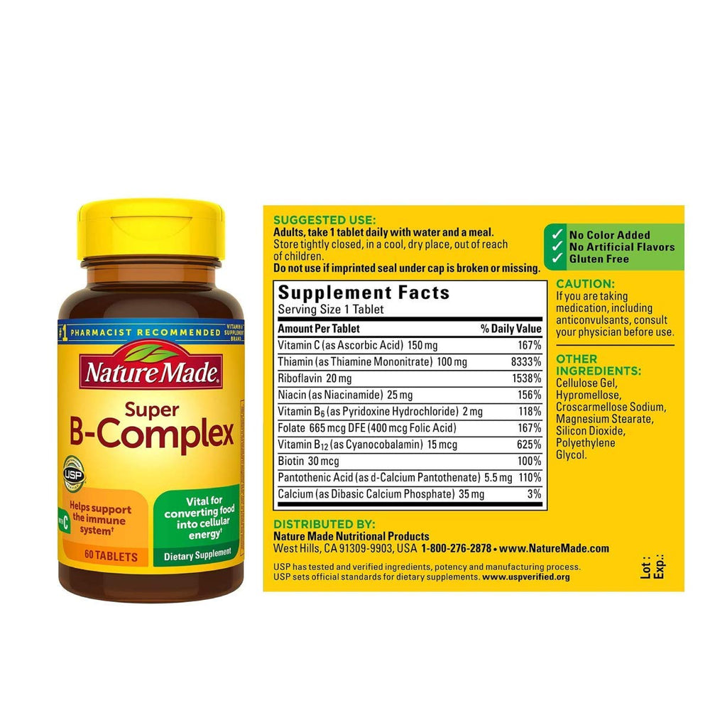 Nature Made Super B-Complex with Vitamin C for immune support potential