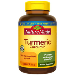 Nature Made Turmeric Curcumin 500 mg, botella con cápsulas para uso diario.