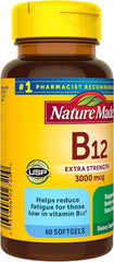 Nature Made Vitamin B-12 Softgels label; gluten-free formula