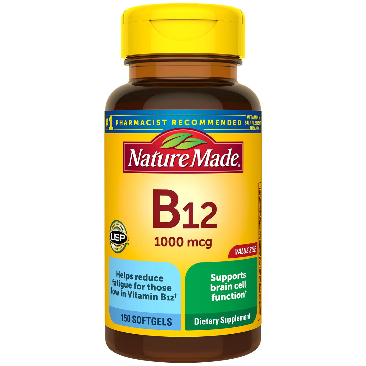 Nature Made Vitamin B12 1000 mcg softgels bottle for daily energy support.