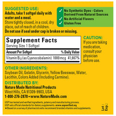 Nature Made Vitamin B12 90-softgels bottle, ideal for a three-month routine.