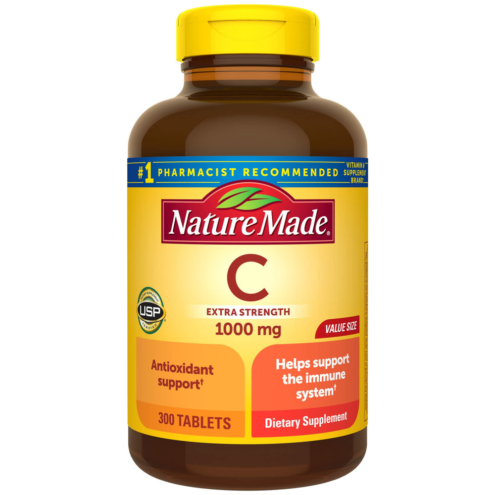 Nature Made Vitamin C 1000 mg extra-strength tablets in a 300-count bottle for daily immune support