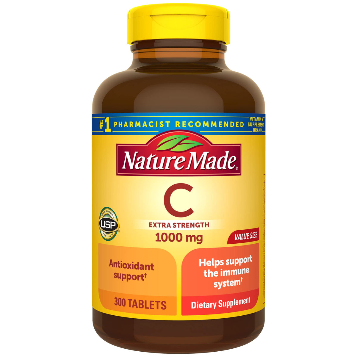 Nature Made Vitamin C 1000 mg extra-strength tablets in a 300-count bottle for daily immune support