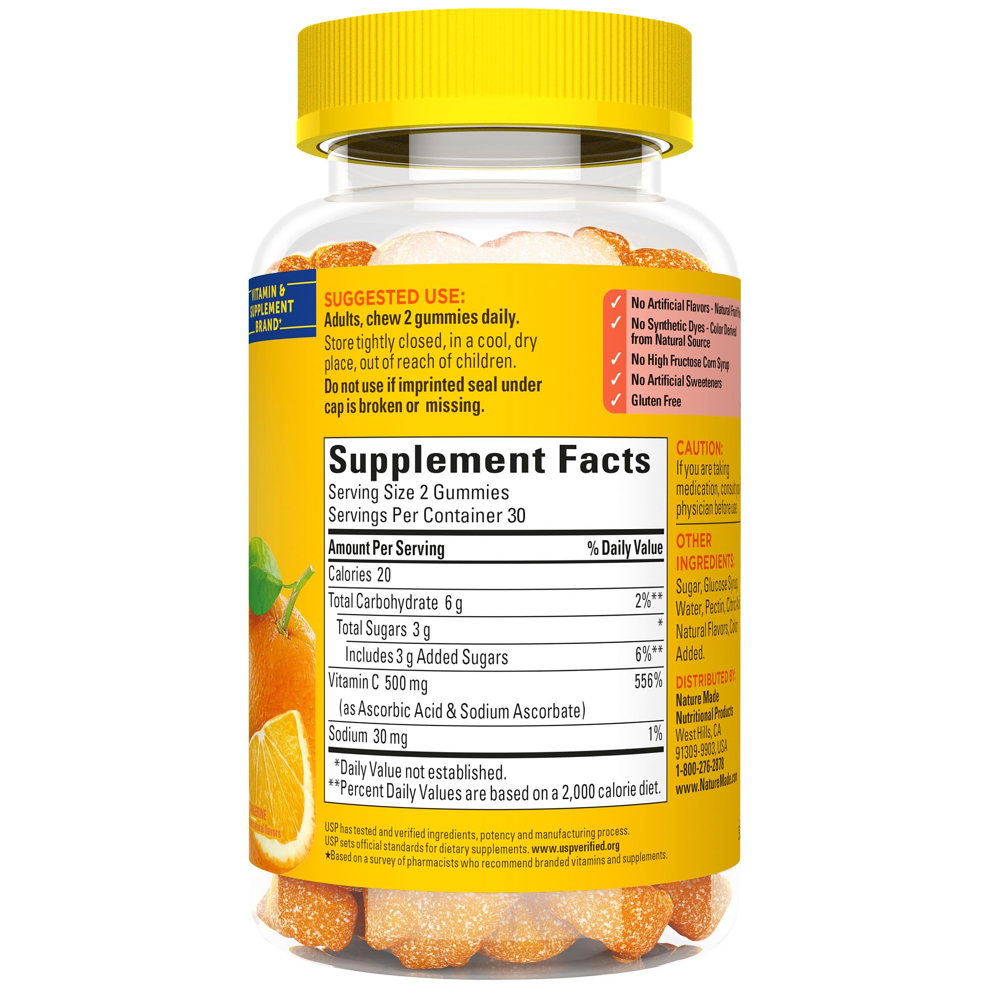Nature Made Vitamin C 500 mg bottle pour for on-the-go use.