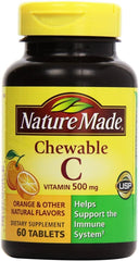 Nature Made Vitamin C 500 mg chewable tablets in twin pack with orange flavor for daily immune support