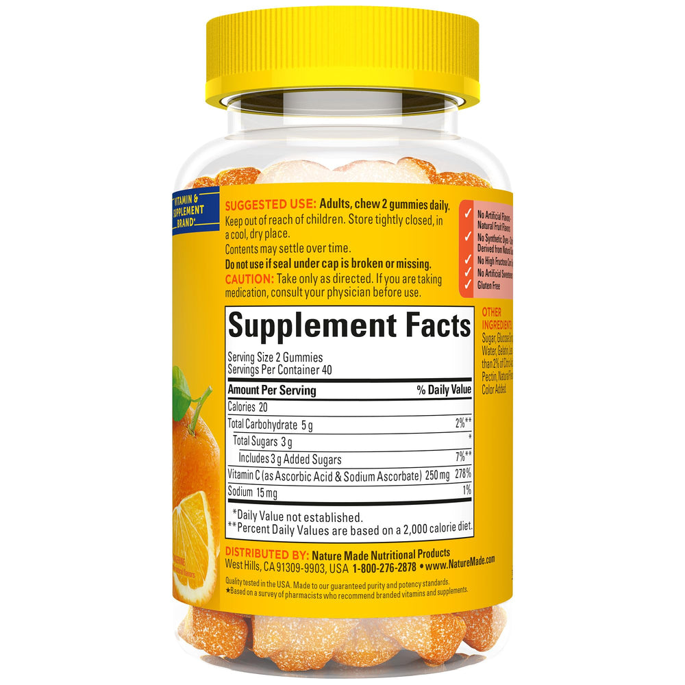 Nature Made Vitamin C immune support illustration highlighting antioxidant benefits.
