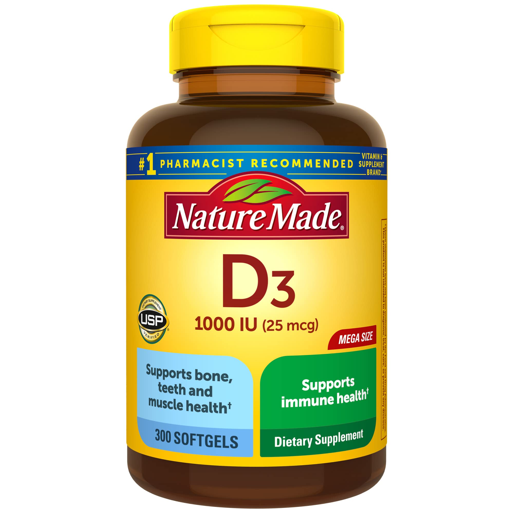 Nature Made Vitamin D3 softgels bottle ready for daily bone and immune support.