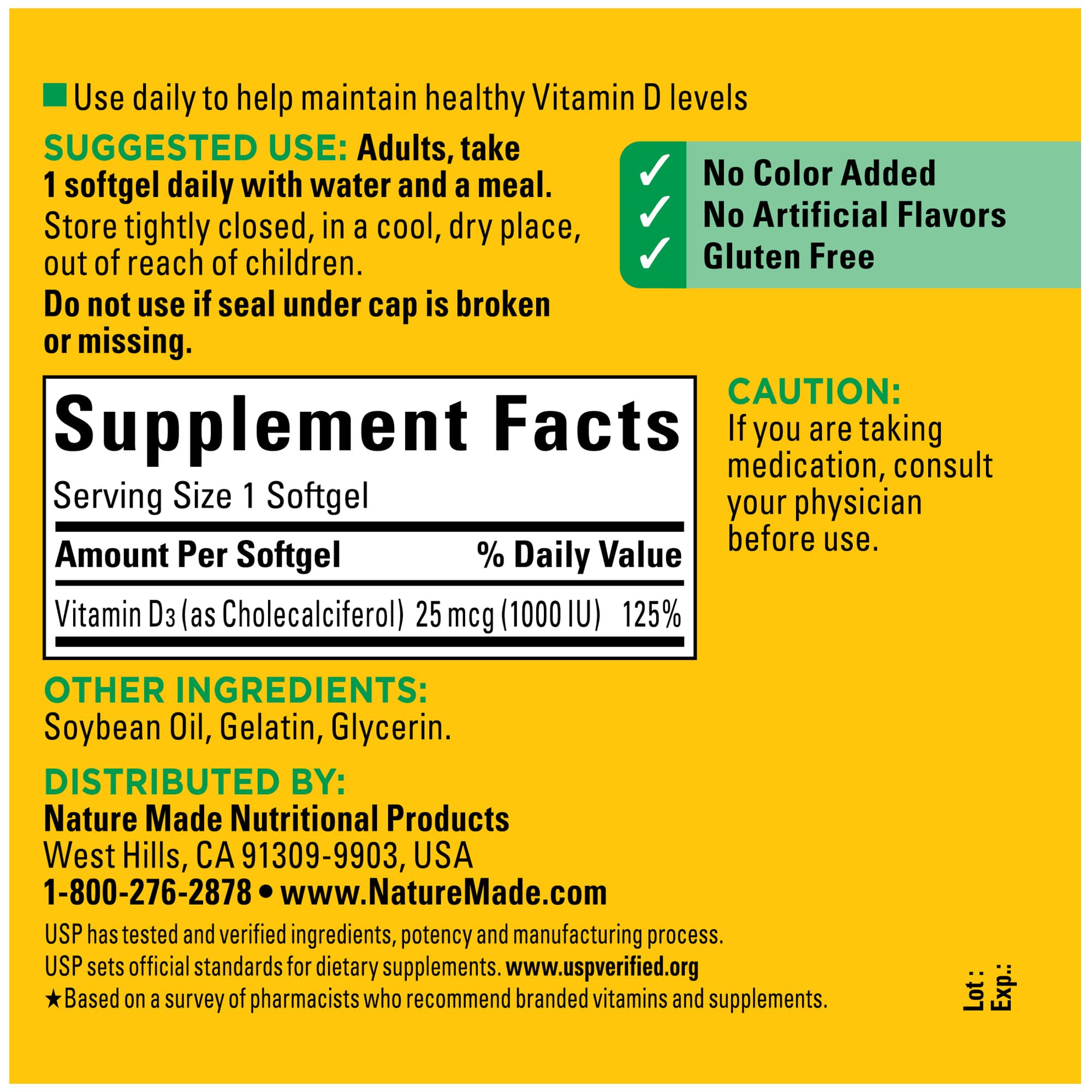 Packaging with Nature Made Vitamin D3 bottle on shelf.