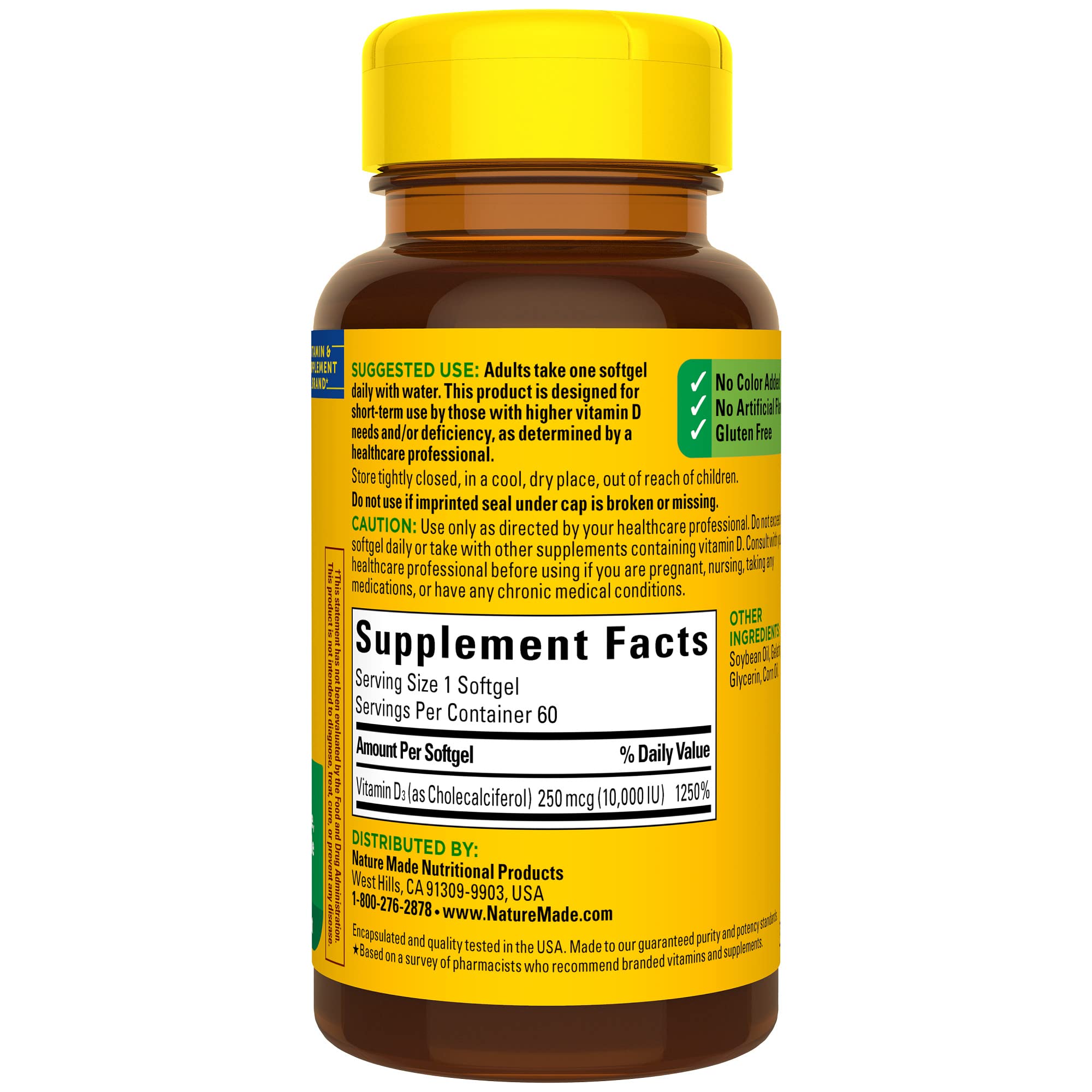 Nature Made Vitamin D3 10000 IU softgel daily use supports healthy habits