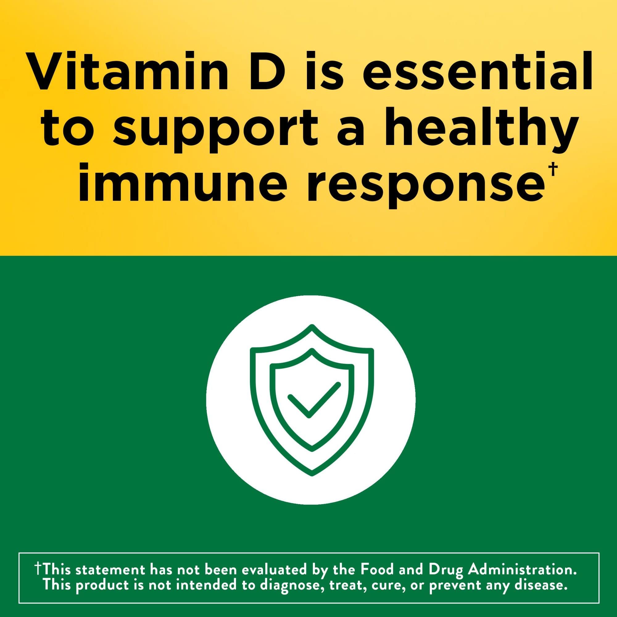 Nature Made Vitamin D3 1000 IU bottle-label view conveys daily immune and bone health routine