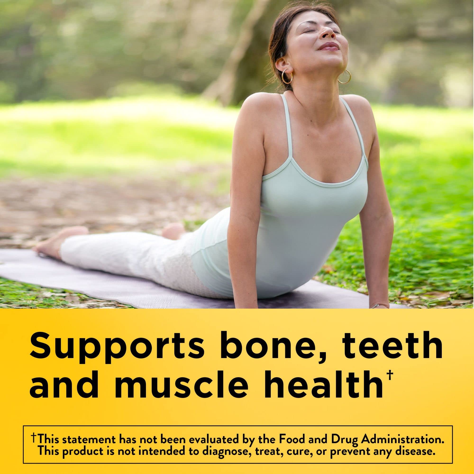 Nature Made Vitamin D3 label close-up showing 1000 IU dosage for bone support.