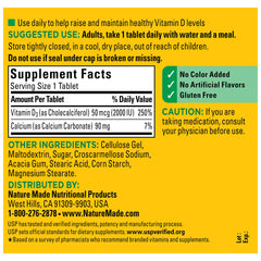 Gluten-free claim shown on Nature Made Vitamin D3 2000 IU bottle