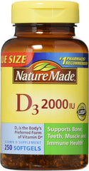 Nature Made Vitamin D3 2000 IU liquid softgels in bottle, easy everyday use.