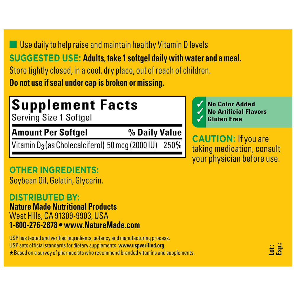 Nature Made Vitamin D3 softgels daily-use scene for daily routine.